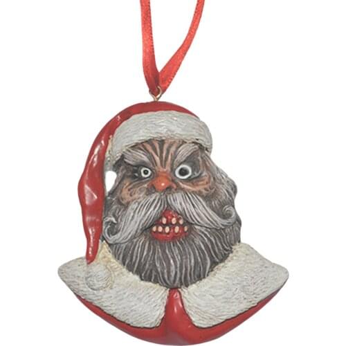 Resin Santa Claus Pendant With Hanging Rope Scary Expression Figure Cartoon Decoration