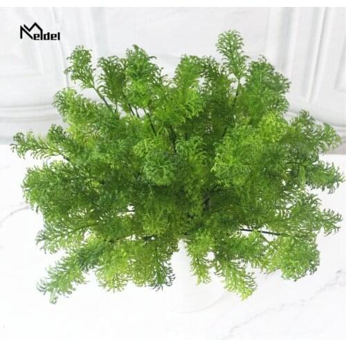 Meldel Artificial Plants 7-fork Green Plastic Grass Simulation Tower Pine Tree Fake Leaves Wedding Home Decoration Table Decors