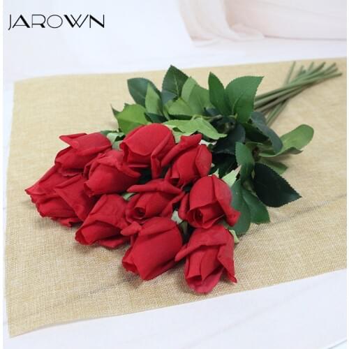JAROWN Simulation Rose Flower Artificial Real Touch Latex Rose Flowers Flores For Wedding Decoration Home Party Decoration