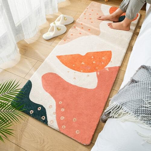 60x180cm Bedside Area Rug Modern Simple Fashion Lamb Wool Bedroom Carpet Home Decoration Floor Mat Plush Foot Mats Long Doormat