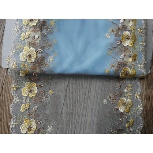 1Yard 30cm Super Wide Embroidery Lace Trimmings Dress Sewing Mesh Tulle Fabric Bilateral Trim Handmade Clothes Accessories DIY