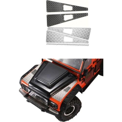 1pair Stainless Front Air intake Hood Side Plate Trim Engine Cover For 1/10 Traxxas TRX4 Land Rover Defender RC Crawler Car