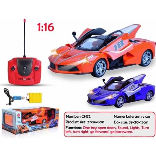 Best price 1:16 RC Car laferarri 2.4G Remote Control sound and light one key open doors sports racing Vehicle Electronic Toys