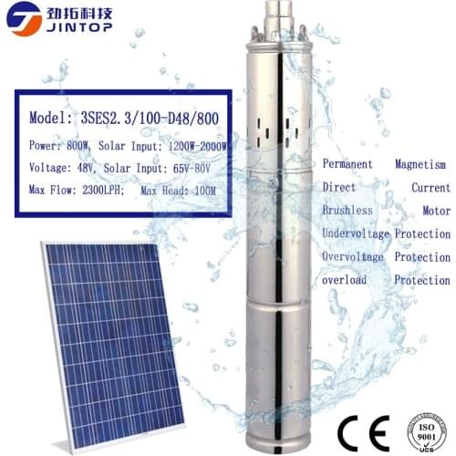 MODEL (3SES2.3/100-D48/800) JINTOP SOLAR SCREW PUMP Free Shipping Max Flow 2300LPH DC48v solar water pump for agricultural