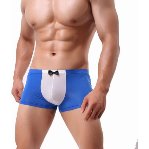 Men Boxer Shorts Ice Silk Underwear Tie Convex Bulge Mens Boxers Panties Sexy Male Underpants Sissy Male Gay Underwear