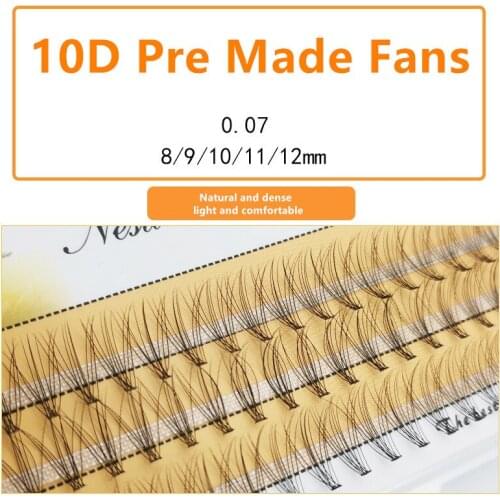 Natural Eyelashes Extension 0.07 Thickness 8-12mm C Curls 10D Premade Fans 20D Individual Eyelash Russia Volume Lashes