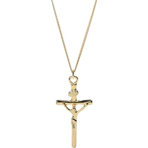 Leven Fancy 925 Sterling Silver Jewelry 18K Gold Female Christian Jesus Pendant Cross Necklace for Women Men Christmas Gift
