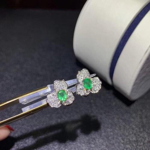 925 silver emerald earrings for wedding 100% natural emerald earrings silver emerald jewelry