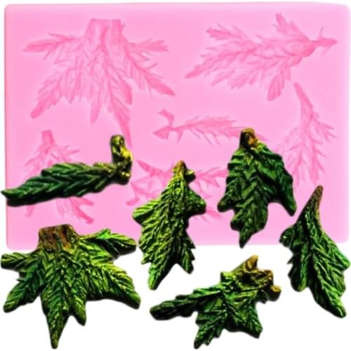 Pine Branch Border Silicone Mold Christmas Cake Decorating Tools Cupcake Topper Fondant Mold Candy Clay Chocolate Gumpaste Mould