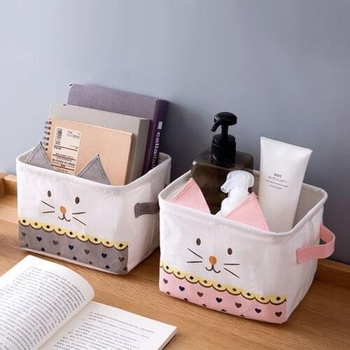 LovlyCat Waterproof Desktop Storage Box Underwear Toy Storage Basket Cosmetic Book Organizer Stationery Container Laundry Basket