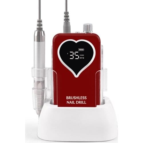 LED LOGO Heart 35000RPM Brushless Portable Base Electric Nail Drill Machine Set Professional Manicure Electric Nail File Drill