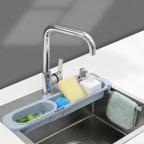 Telescopic Sink Shelf Kitchen Sinks Organizer Soap Sponge Holder Sink Drain Rack Storage Basket Kitchen Gadgets Accessories