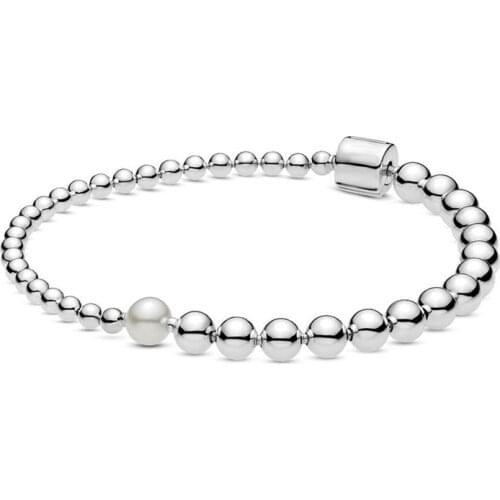 2020 Autumn Pearl and Polished Beads Bracelet 925 Sterling silver Bracelets for women fit charms beads DIY Bangles Fine Jewelry