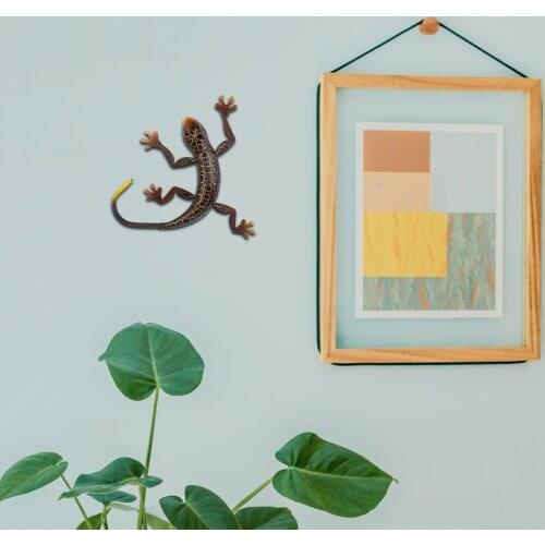 1Pcs 3D Gecko Wall Art Decor Home Indoor Metal Gecko 3D Wall DIY Realistic Vivid Sculpture Gecko Outdoor Hanging Ornament