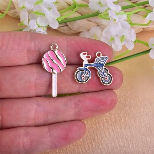 10pcs/pack Lollipop Child Tricycle Metal Charms Earring Bracelet DIY Jewelry Making