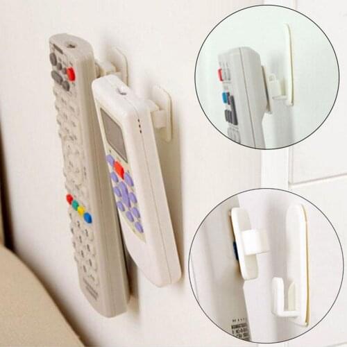 4Pcs/Pack Self Adhesive Plastic Hooks Holder Remote Control Sticky Hook Hanger TV Air Conditioner Key Wall Storage