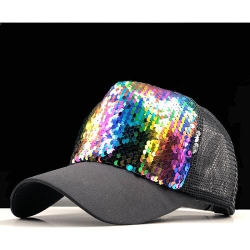 2019 simple Summer Parent-child Baseball Caps Adjustable Sequins Girls Mesh Cap Boy Sun Hats Women Snapback 50-54-58-60cm