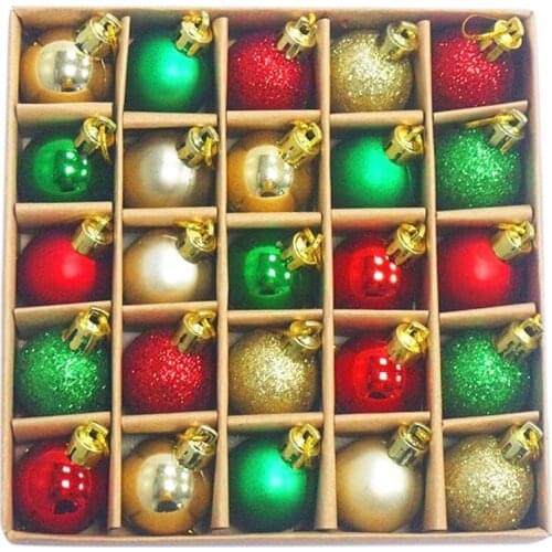 30MM Christmas Tree Decoration Ball Miniature Christmas Tree Ornaments Flash Ball 25 Pcs/Box