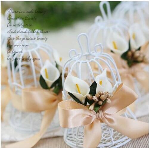 36pcs Europe Creative White Tin Birdcage Favor Boxes Ins Bell Brithday DIY Package Box Wholesale