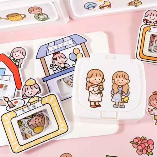 40 pcs/lot Kawaii Flower Diary Journal Stickers DIY Cute Cartoon Girl Scrapbooking Decorative Stationery Sticker Korean Supplies
