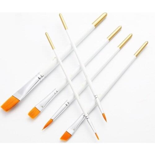 6Pcs/Set Paint Brushes Wooden Handle Drawing Art Gouache Paint Pen White Nylon Hair Multi-function Painting Art Supplies