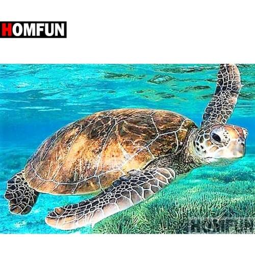 HOMFUN Full Square/Round Drill 5D DIY Diamond Painting "Animal sea turtle" 3D Diamond Embroidery Cross Stitch Home Decor A18946