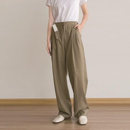 21 casual loose straight buckle pants womens spring and autumn sagging thin trousers 0910-1