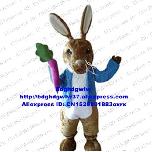 Long Fur Brown Blue Easter Bunny Osterhase Rabbit Hare Mascot Costume Character Performance Costumes Commercial Street zx2474