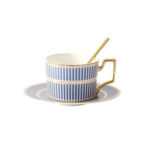 European Style Elegant Ceramic Coffee Cup Saucer Set Afternoon Tea Cup With Spoon Household Simple Coffee Mugs Dish Set