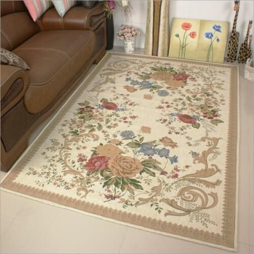 Europe Pastoral Carpets For Living Room Home Parlor Countryside Jacquard Area Rugs Bedroom Study Floor Mat Big Floral Carpet