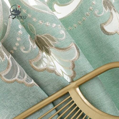 AS European Atmospheric Water Soluble Embroidery Custom Floor Shading Home Decoration Curtains for Living Dining Room Bedroom