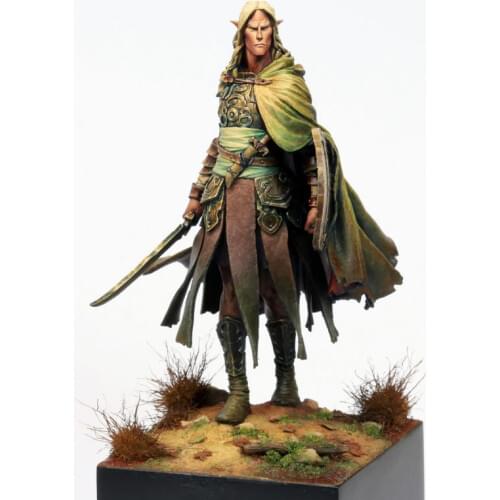 Fantasy 1/24 Scale 75MM Elf Warrior Miniatures Modelling Unpainted DIY Assembling Simulation Static Figure Resin Model Kits