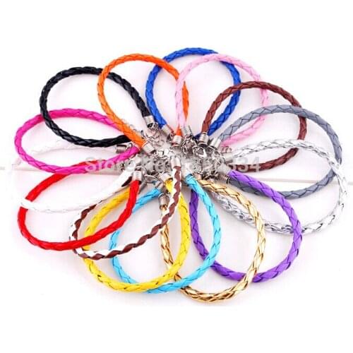 HOT 50pcs Antique Silver Lobster Clasp Multicolor Genuine Leather Bracelets & Bangles Cords For Charm DIY Jewelry A13