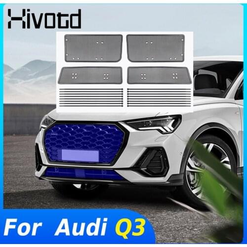 Hivotd For Audi Q3 2020 2019 Stainless Steel Front Grille Insect Screen Accessories Insert Net Protection Frame Car Modification