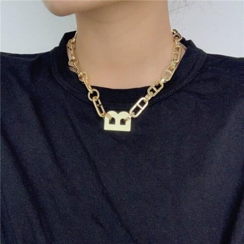 Big Letter Thick Chain Statement Necklace Personality Hip hop Wide Designer Choker Collares Etrendy New Jewelry