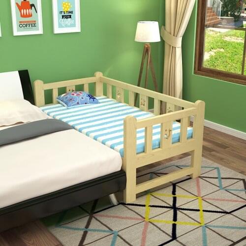 Louis Fashion Childrens Bed Splicing Bed Widened with Broadband Guardrail Baby Boys and Girls