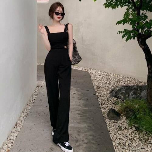 Fashion one-piece trousers with hollow waist strap casual jumpsuit women 2021 summer womens clothing
