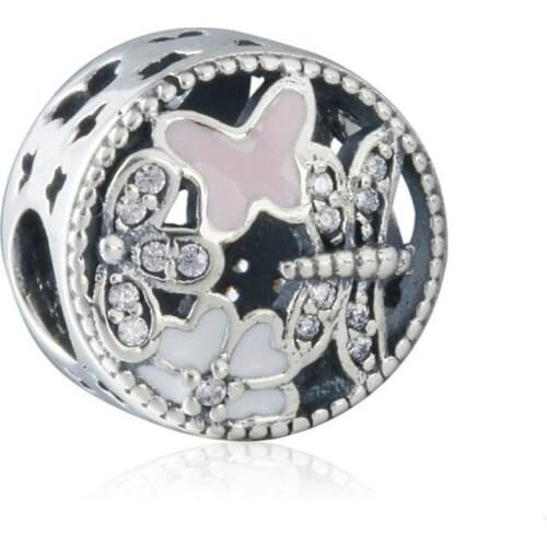2019 Spring Newest 925 Sterling Silver Hollow out Daisy Butterfly Dragonfly Enamel Charm Beads Fits Pandora Bracelets DIY