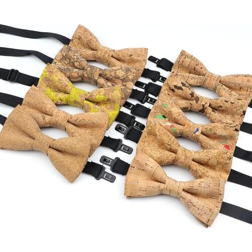 New Fashion Cork Wood Kids Luxury Bow Ties Novelty Handmade Solid Neckwear For Mens Wedding Party Man Gift Accessories Tie