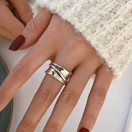 Silver Color Engagement Rings for Women CouplesCreative Simple Geometric Handmade Party Jewelry Gifts Wholesale Anillos