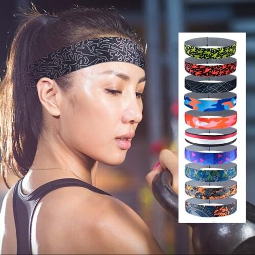 Professional 6 Colors Fitness Headband Basketball Tennis Head Sweat Silicone Anti-slip Elastic Camo Sweatband Exercise HairBand