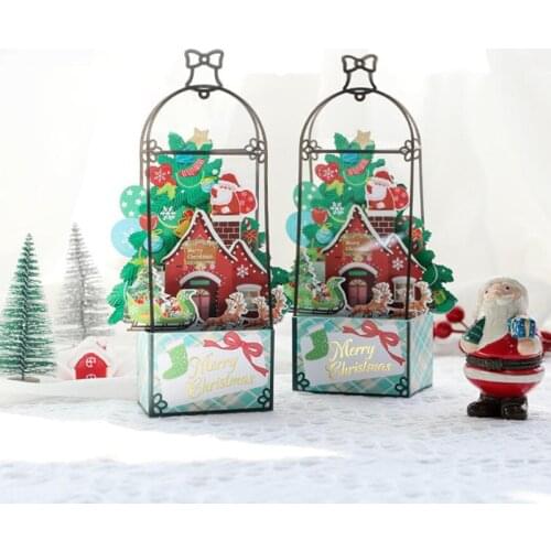 Merry Christmas Card Santa Claus Deer Postcards 3D Xmas Pop-Up Greeting Cards Gifts with Envelope DIY Xmas Decorations Ornaments