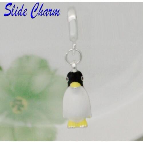 Slide charm Free shipping Classic Pendant Penguin Charm Beads charm beads fit Pandora bracelet mother lover Christmas gift 11