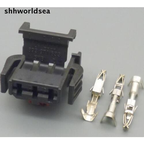 Shhworldsea 5/30/100sets 2.8mm 3P 893971633 auto socket for VW for audi Auto Connector for vehicles equipped