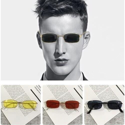 1PCs Small Vintage Retro Shades Rectangle Sunglasses UV400 Metal Square Frame Clear Lens Sun Glasses Eyewear Men Women Goggles