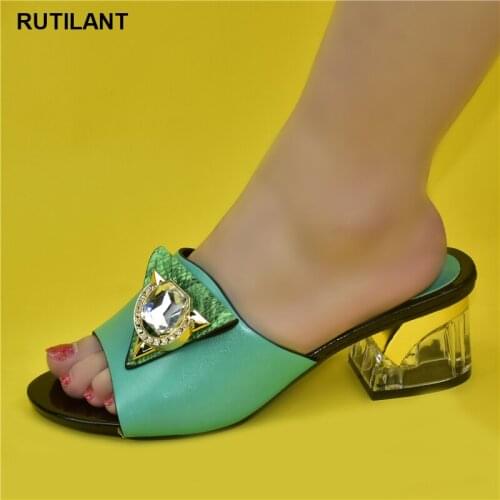 New Arrival Women Slipper Elegant Italian Women Sandals Shoes for Parties African Wedding Low Heels Slip on Women Pumps Shoes