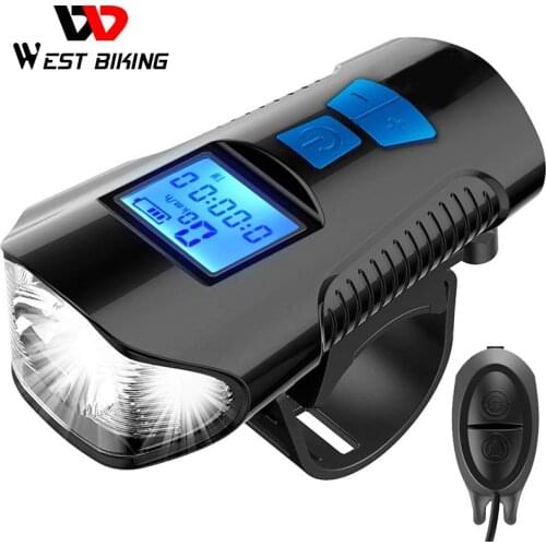 Waterproof Bicycle Light USB Rechargeable Bike Front Light Flashlight with Bike Computer LCD Speedometer Cycling Head Light Horn