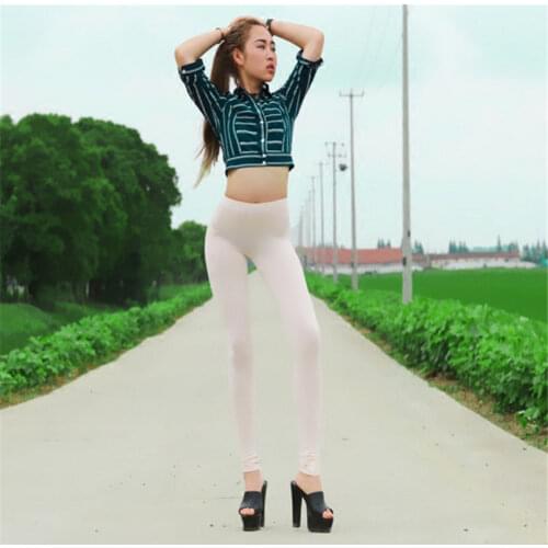 Women 2020 sexy transparent gloss Ice silk Ass Stovepipe Sunscreen Primer fitness leggins gothic legging