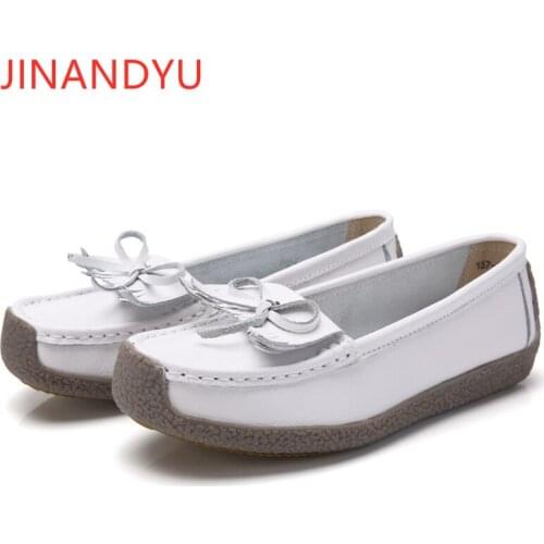 Bow Nurse Flats Womans Slip on Shoes Real Leather Casual Shoes Women New Arrival Korean Fashion Oxford Shoes for Loafers Women
