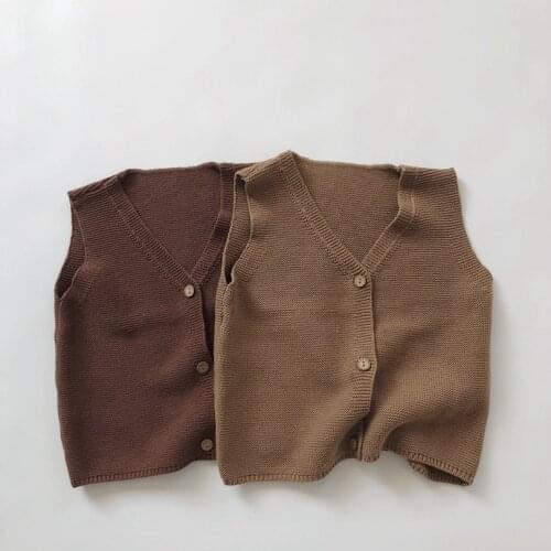 Childrens Clothing Autumn Winter Kids Boys Girls Kintted Vest Korean Solid Baby Vest Cardigan Toddler Child New Knit Waistcoat